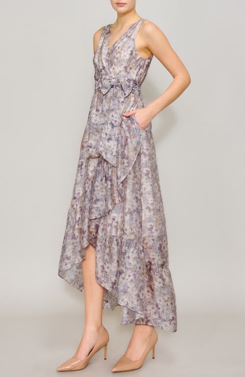 MELLODAY MELLODAY FLORAL PRINT RUFFLE CHIFFON HIGH-LOW DRESS