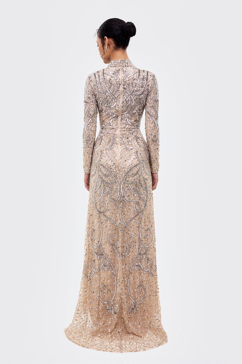 Modest Cowl Embellished Sequins Maxi Dress, Alternate, color, RICHMOND
