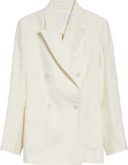 Eleventy Double Breasted Linen Blend Blazer