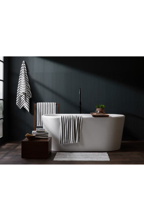 Parachute Resort Stripe Organic Cotton Bath Mat In Plaster With Soft Black