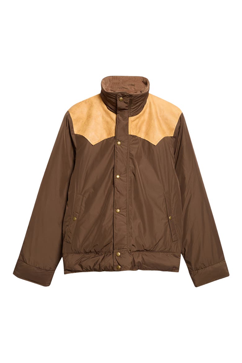 Leather Yoke Insulated Western Jacket, Main, color, DARK OLIVE