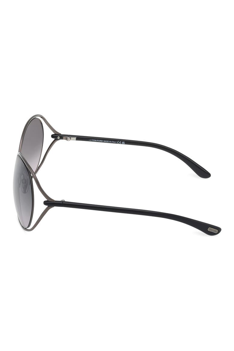 Carla 66mm Oversized Round Metal Sunglasses, Alternate, color, SHINY GUNMETAL/ GRADIENT SMOKE