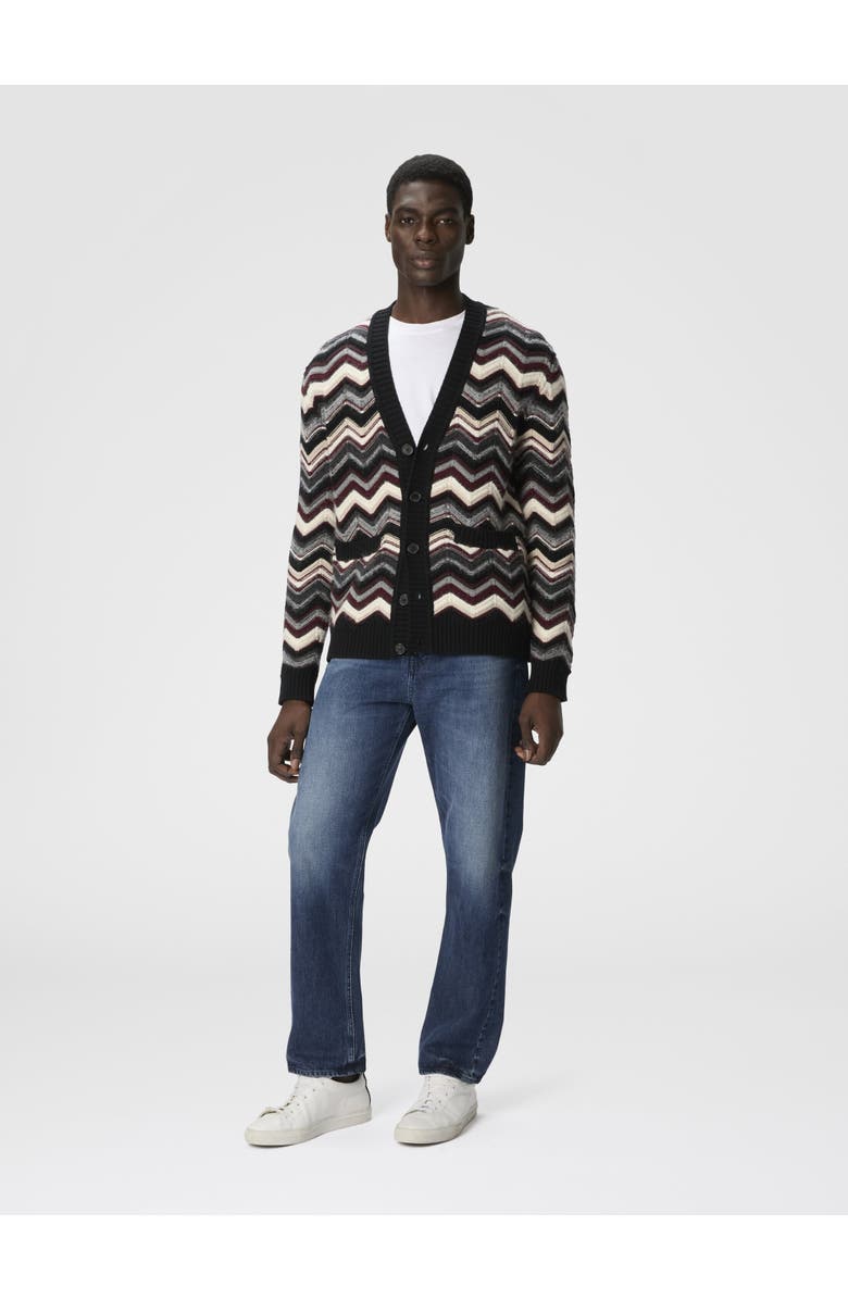 Missoni The Cardigan In Wool And Alpaca With Zigzag, Alternate, color, Grey & Burgundy