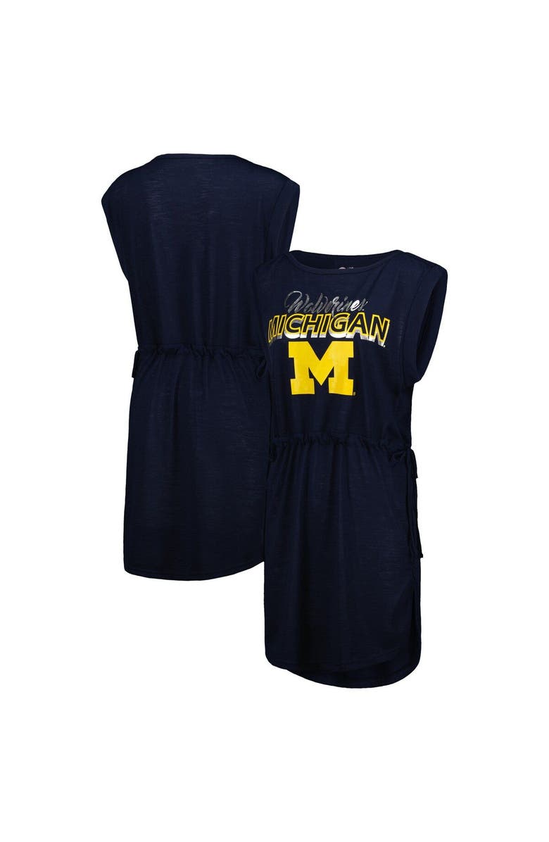 G-III 4HER BY CARL BANKS Women's G-III 4Her by Carl Banks Navy Michigan Wolverines GOAT Swimsuit Cover-Up Dress, Main, color, 