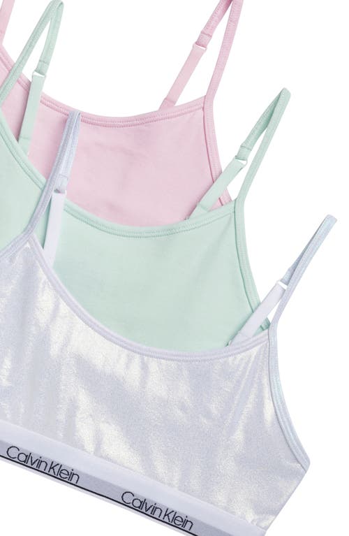 Calvin Klein Kids' Assorted 3-pack Stretch Cotton Bralettes In Irrid Glacier