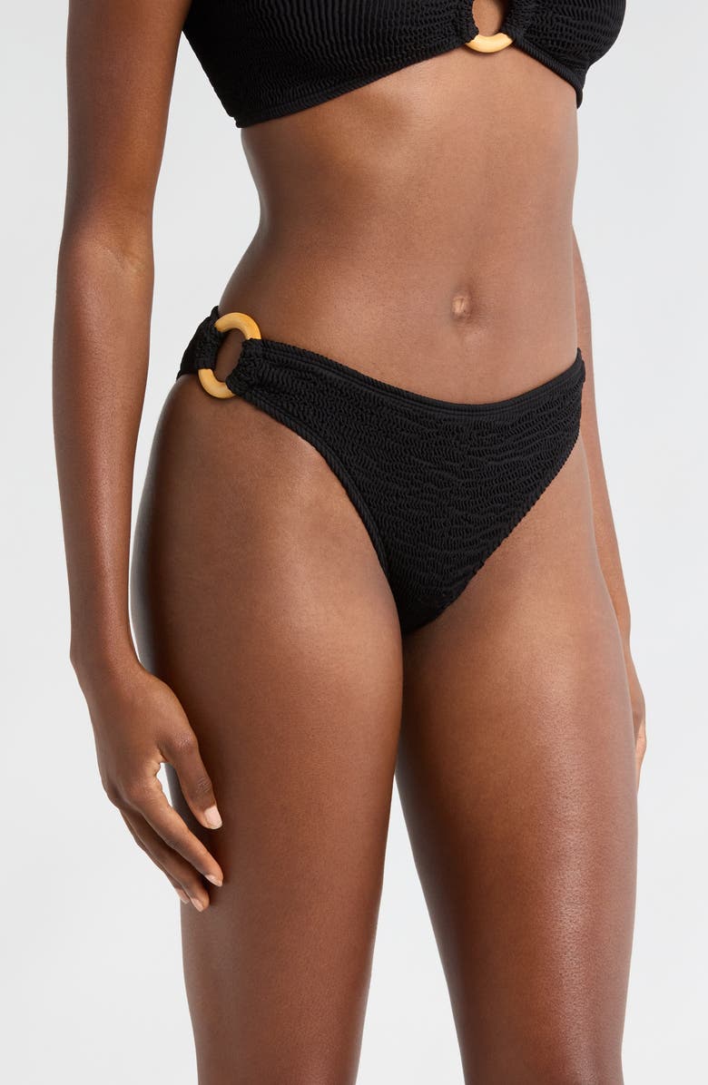 CLEONIE Ripple Bikini Bottoms, Alternate, color, Noir