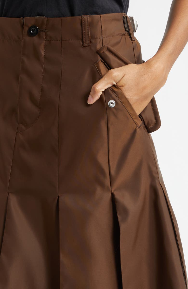 Sacai Nylon Twill Skirt, Alternate, color, Brown