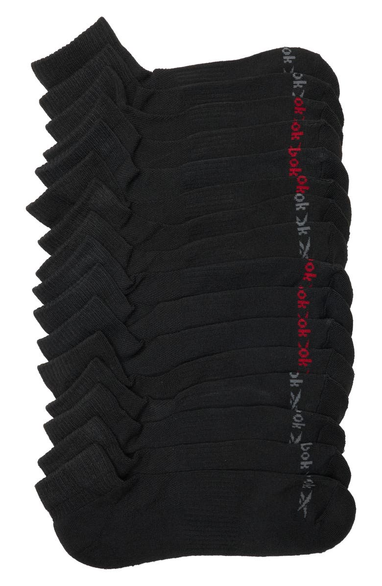 Reebok 8-Pack Assorted Terry Quarter Socks, Main, color, Black
