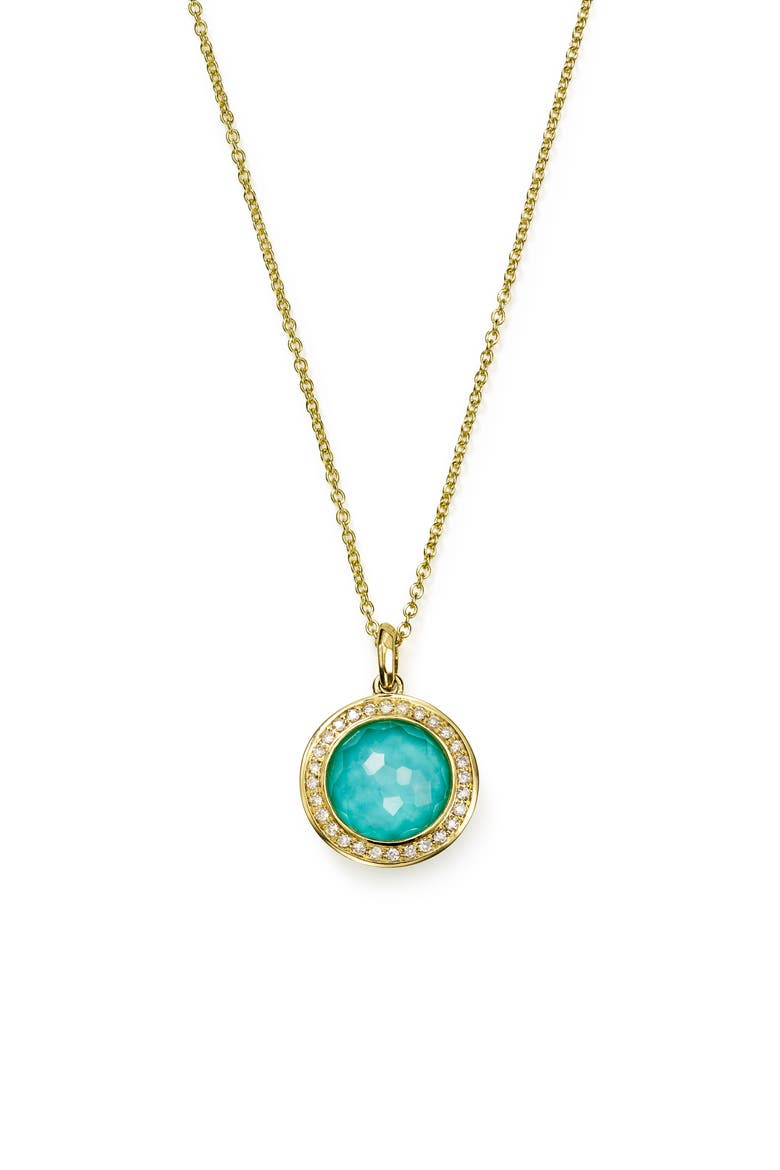 Lollipop Mini Pendant Diamond Necklace, Main, color, TURQUOISE