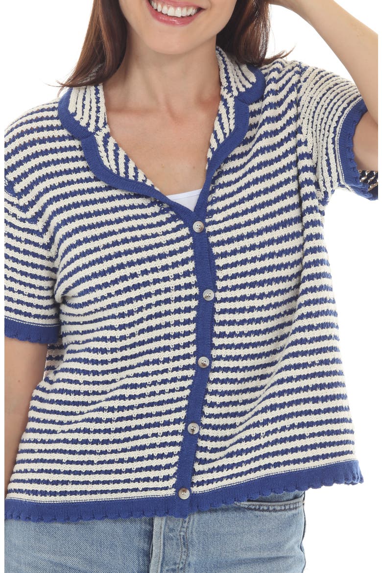 Stripe Open Knit Cardigan, Main, color, BLUE