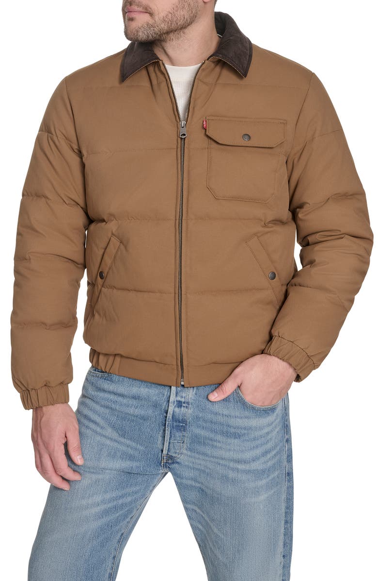 Levi's Corduroy Collar Midweight Quilted Jacket, Main, color, Brown