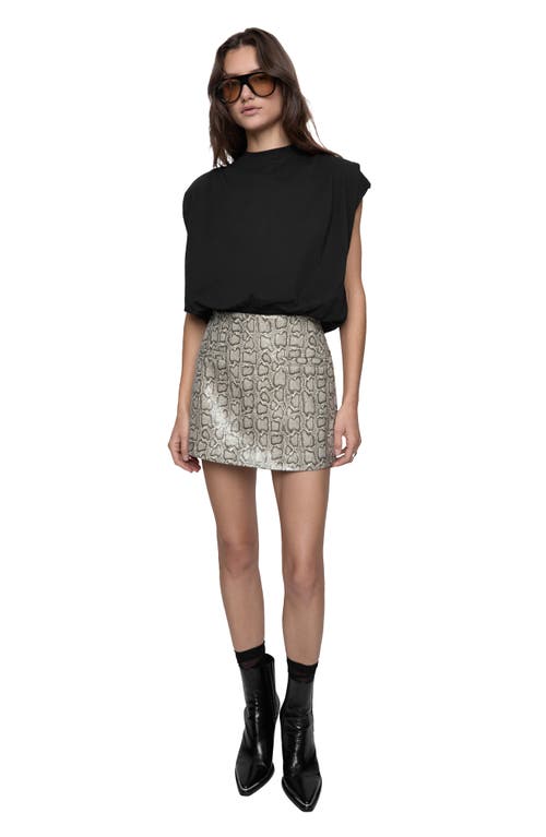 Rebecca Minkoff Hayden Snake Print Faux Leather Miniskort In Stone