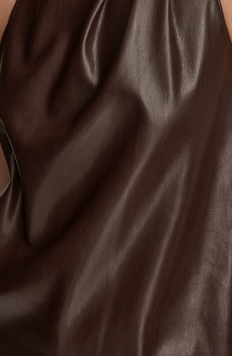 Donna Karan New York Sleeveless Faux Leather & Knit Mixed Media Top, Alternate, color, Chocolate Plum