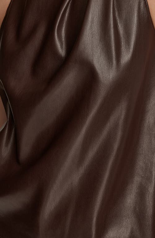 Donna Karan New York Sleeveless Faux Leather & Knit Mixed Media Top In Brown