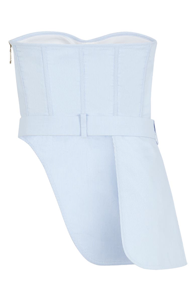 Fendi Asymmetric Pinstripe Cotton Bustier Top, Alternate, color,