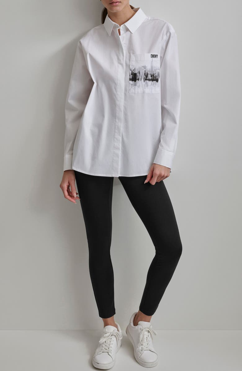 DKNY Cityscape Pocket Long Sleeve Button-Up Shirt, Alternate, color,