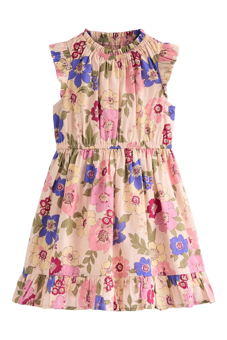 Kids' Gathered Elastic Waist Dress, Main, color, BLOOMING PINK FLORAL BLOOM