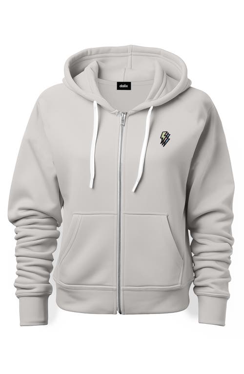 Dalix Lightning Bolt Zip Hoodie In Silver