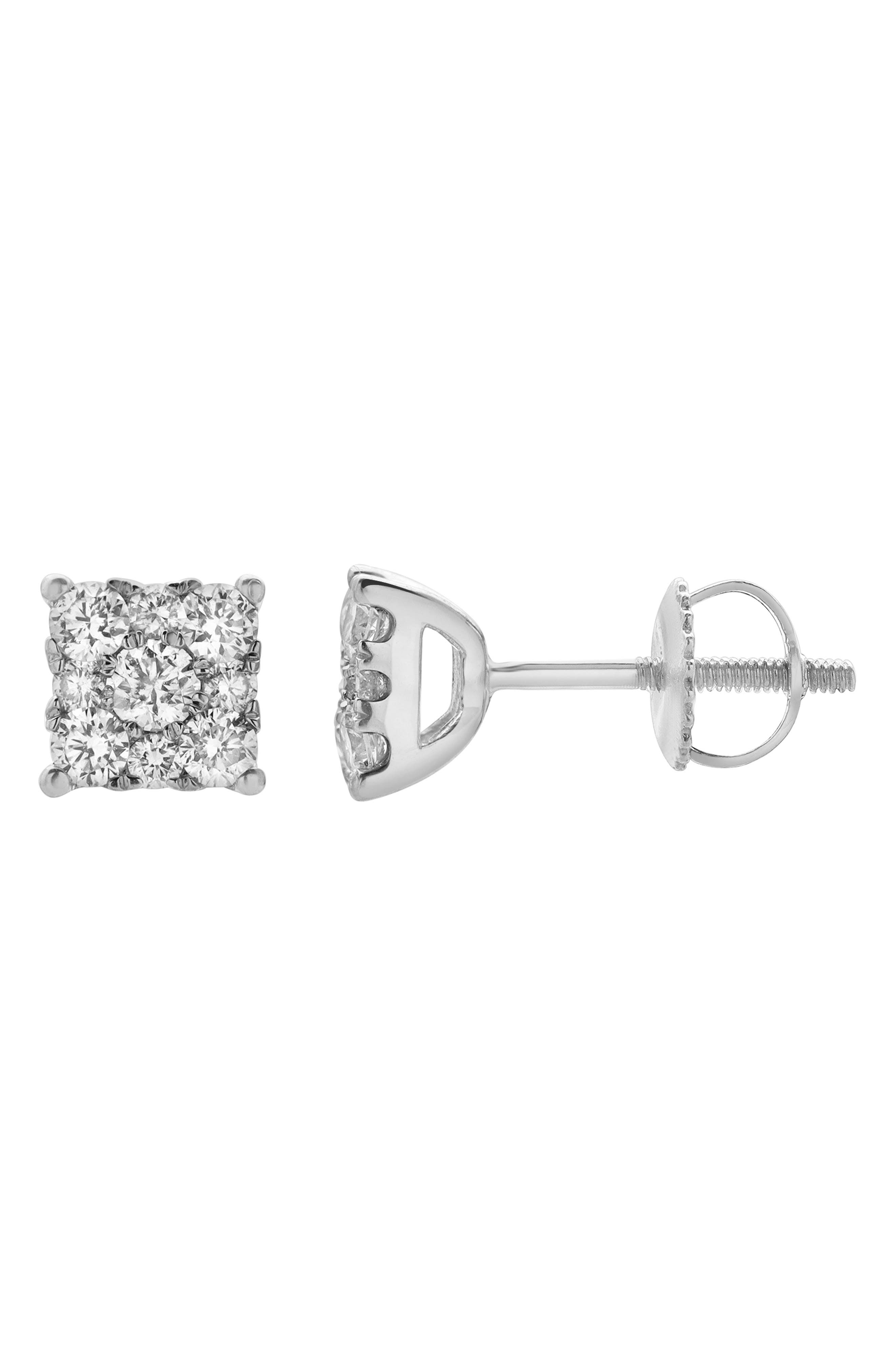LuvMyJewelry Lab Grown Diamond Square Cluster Stud Earrings