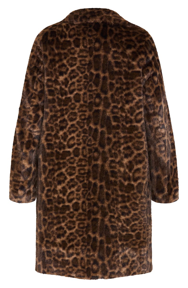 City Chic Remi Leopard Print Faux Fur Coat, Alternate, color,