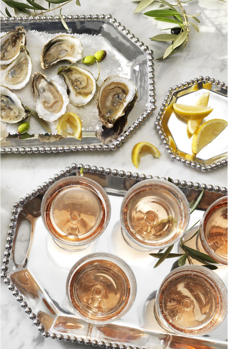 Mariposa Pearled Octagonal Canapé Plate, Alternate, color, Silver