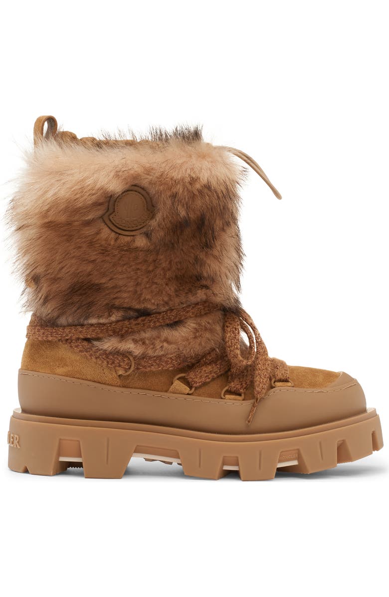 Moncler Peak Après Genuine Shearling Snow Boot, Alternate, color, Butternut