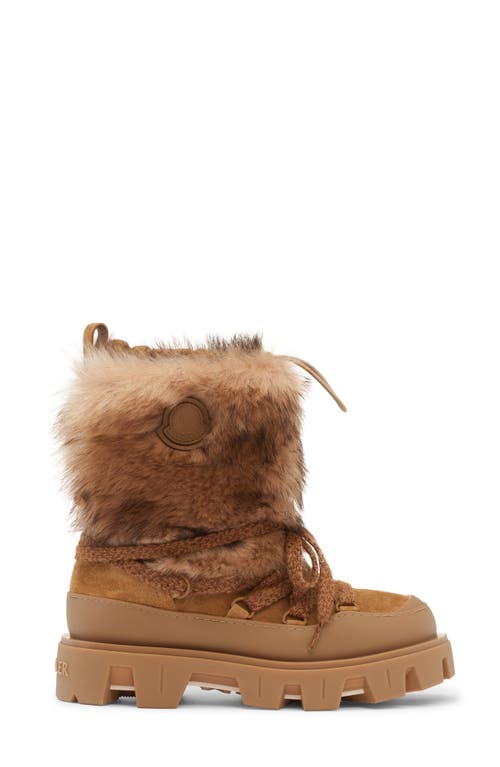 Moncler Suede Boots With Chunky Sole And Shearling In Multi