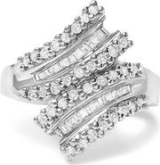 Haus of Brilliance 10K White Gold 1/2 Cttw Diamond Bypass Cocktail Ring