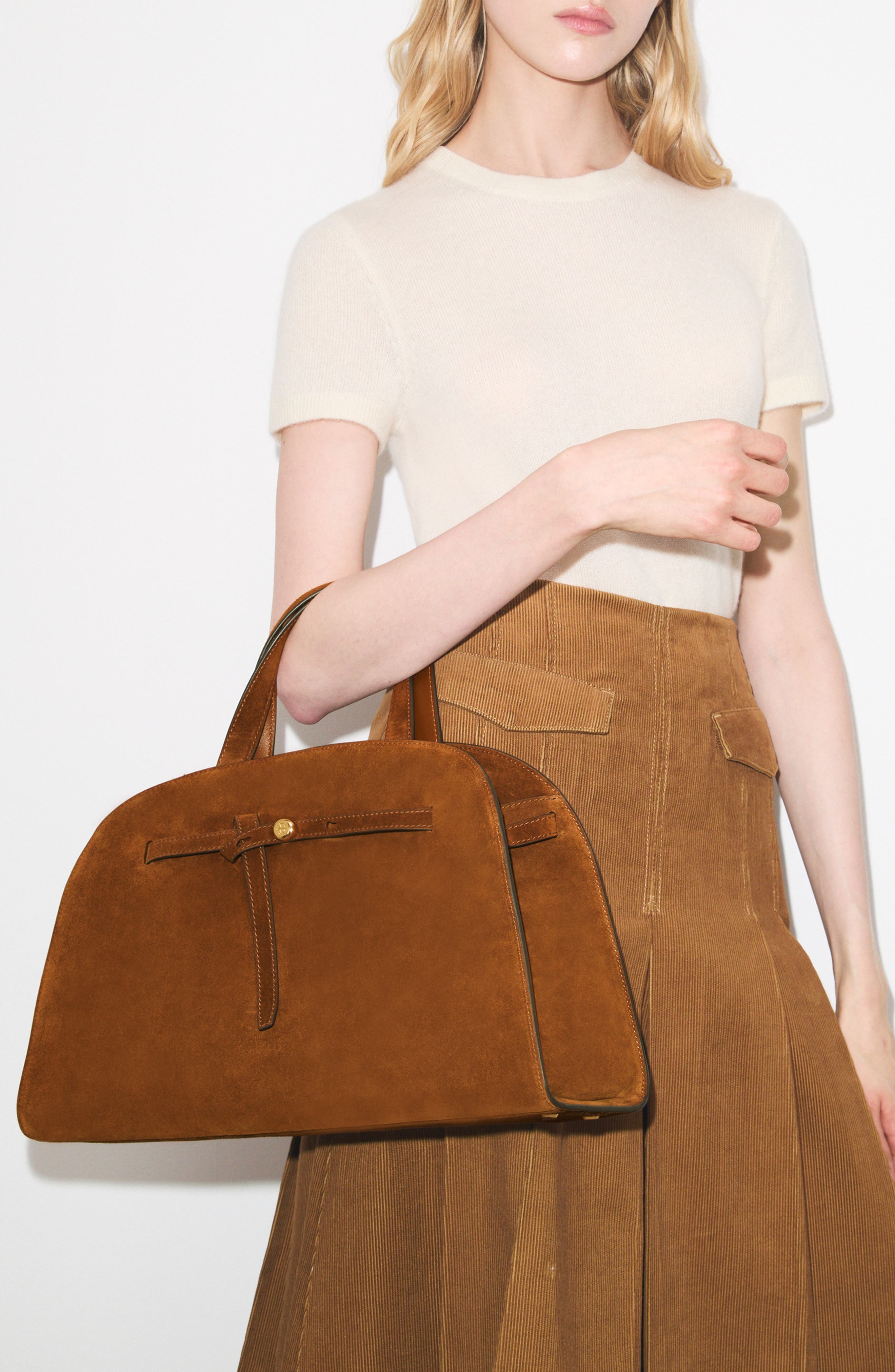 Romy Suede Leather Bauletto, Alternate, color, CARAMEL