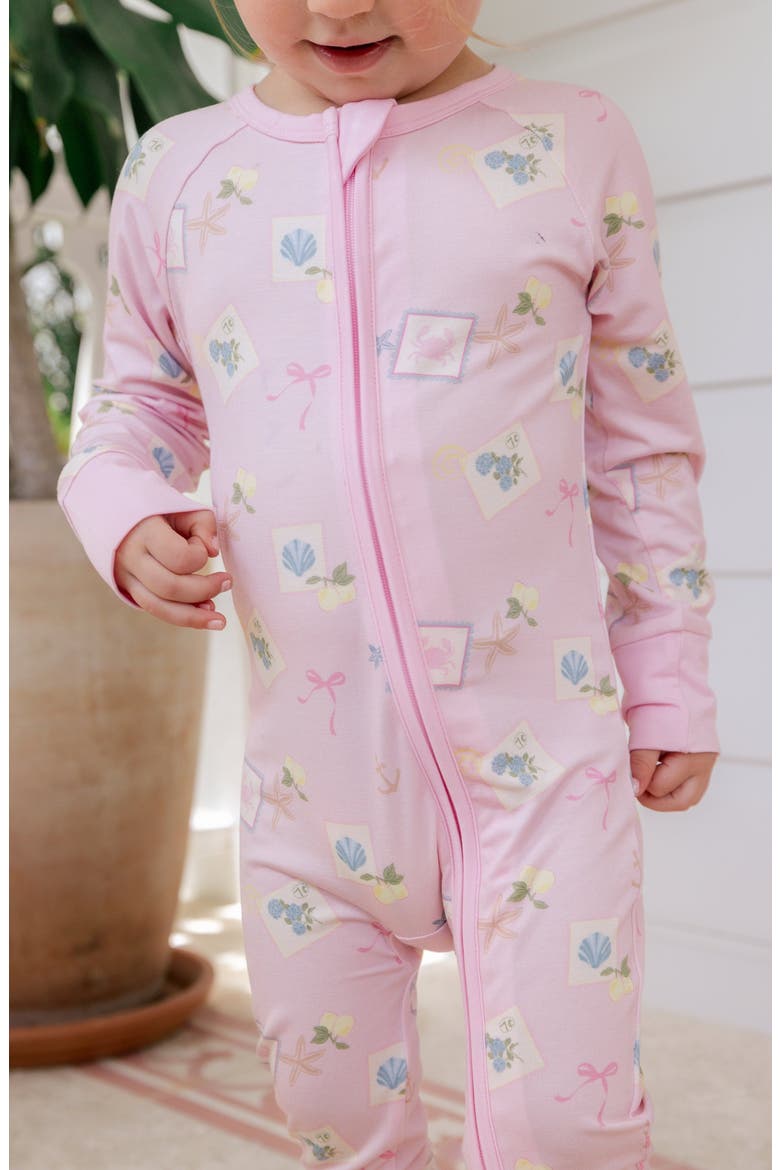 Little Coastal Notes Zipper Romper, Alternate, color, Light Pink