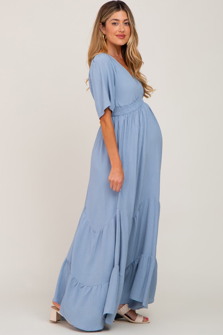 Deep V-Neck Maxi Dress, Alternate, color, Light Blue