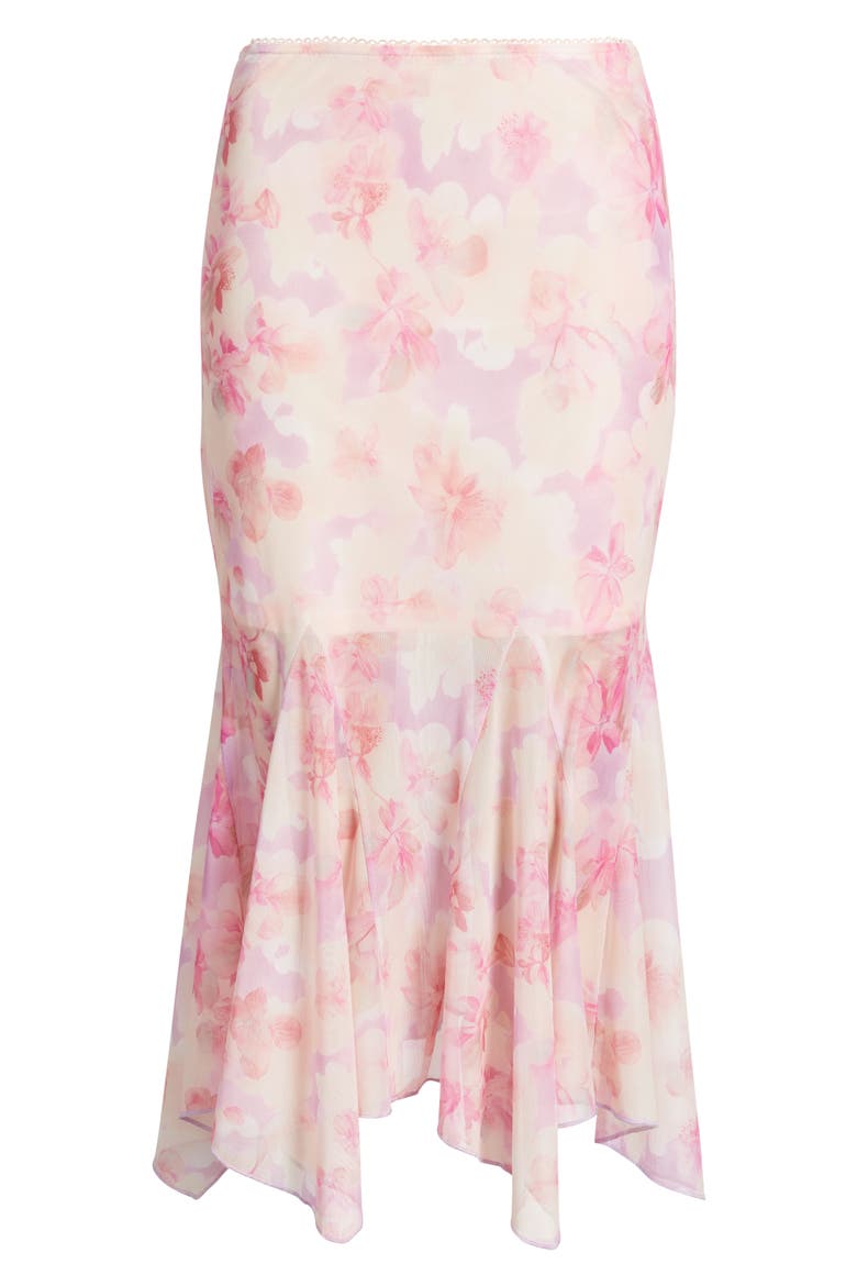 Floral Chiffon Handkerchief Midi Skirt, Alternate, color, PINK FLORAL