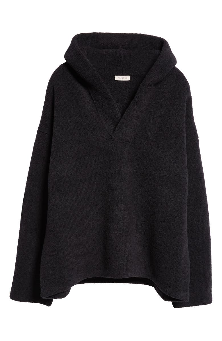 Fear of God Oversize Virgin Wool Blend Bouclé Hoodie, Alternate, color, Black