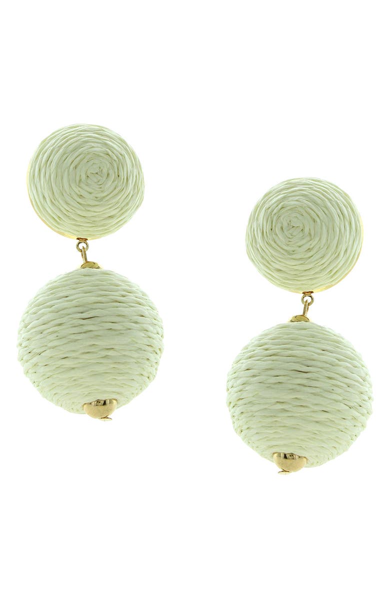 OLIVIA WELLES Gaby Raffia Drop Earrings, Main, color, Gold / White