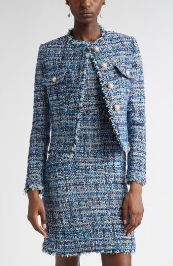 新品かいせいくん着用　damage tweed jacket New Korean Fashion Woven Tweed Suit Men Coat 2024 Round Neck