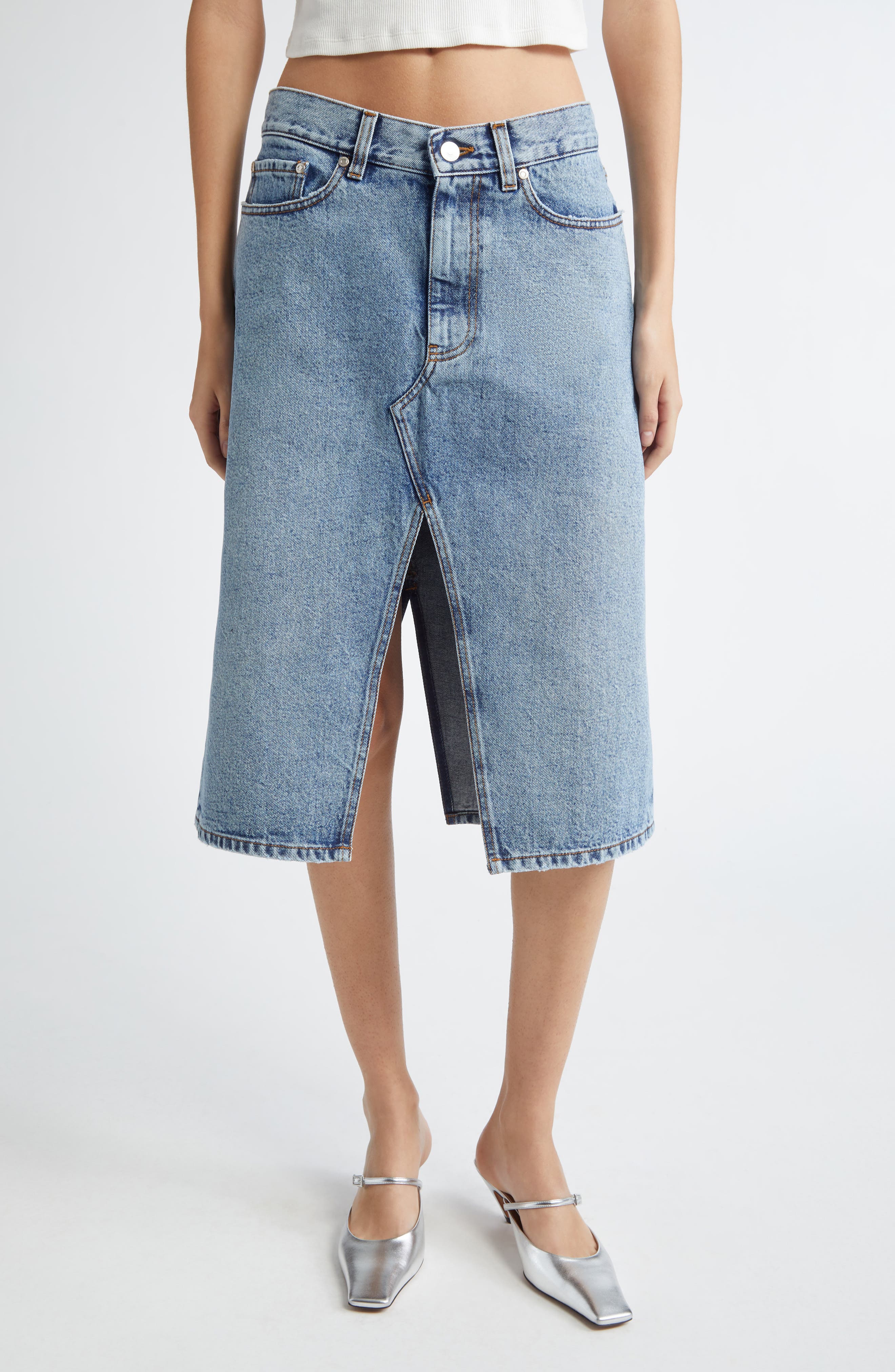 Stella McCartney Shadow Pockets Denim Skirt