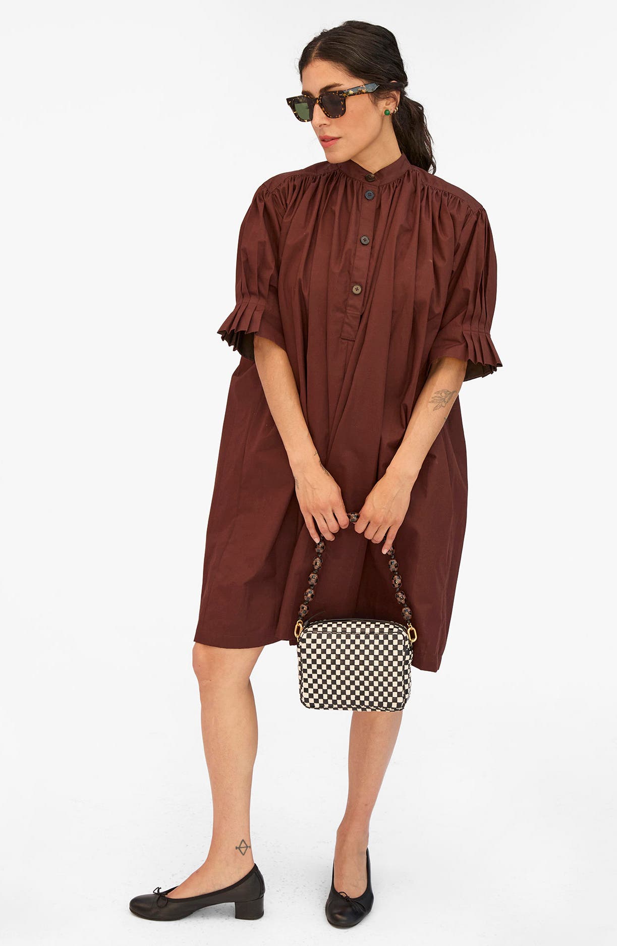 Clare V. Porcelain Heart Shortie Strap, Alternate, color, Black/ Brown