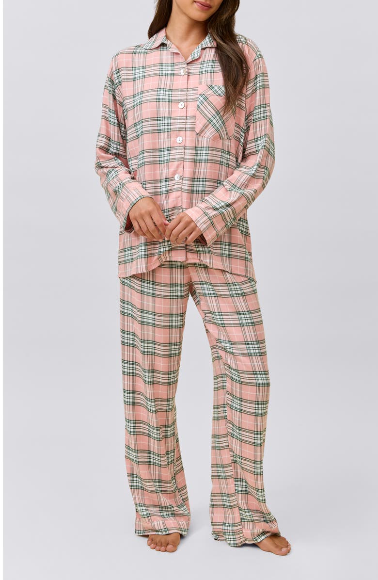 Papinelle Comfy Plaid Pajamas, Alternate, color, Strawberry
