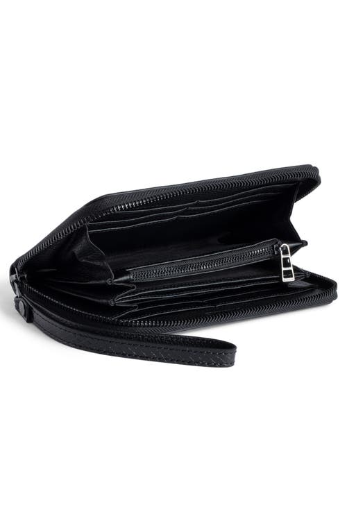 Zadig & Voltaire Compagnon Glossy Snake Texture Zip Wallet In Black