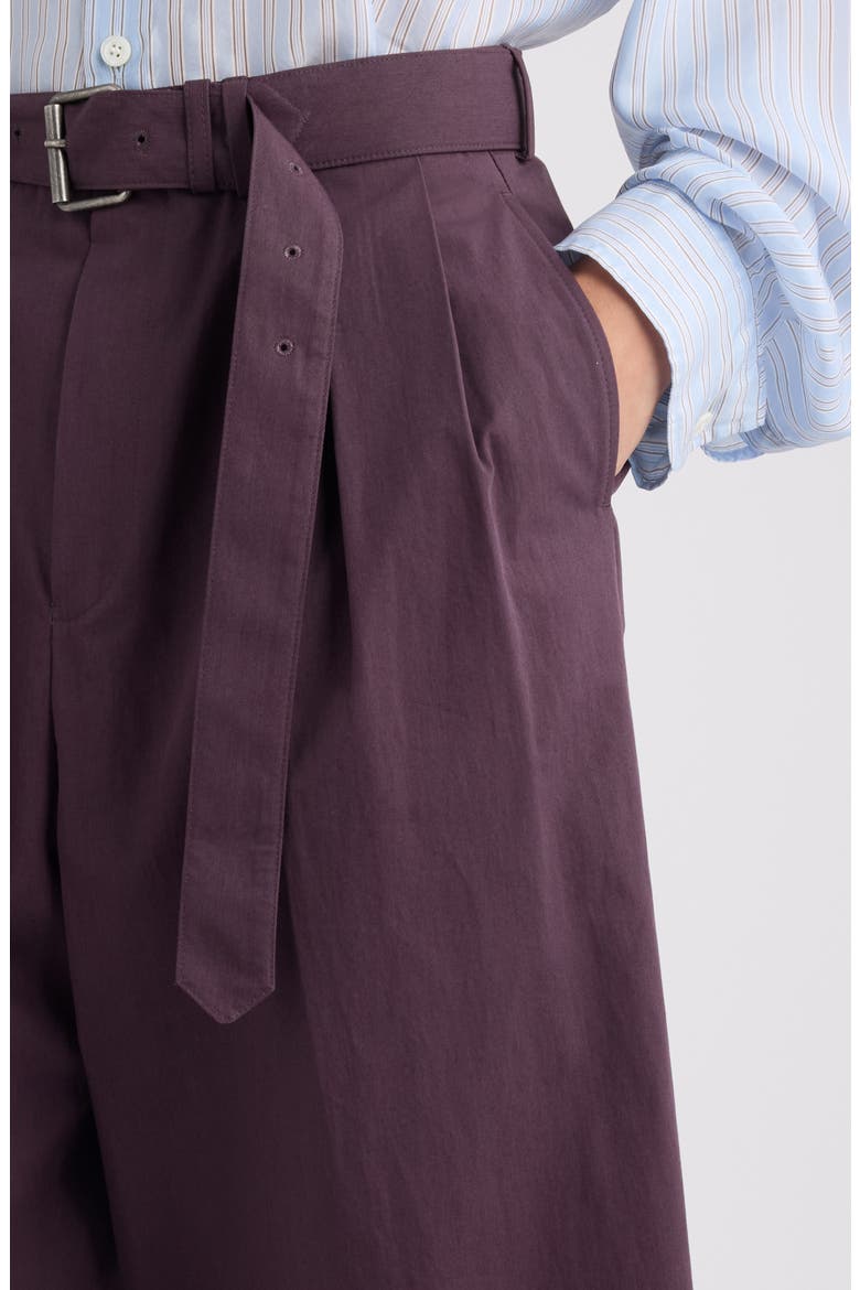 Preaches Belted Pleated Cotton, Alternate, color, DARK PURPLE