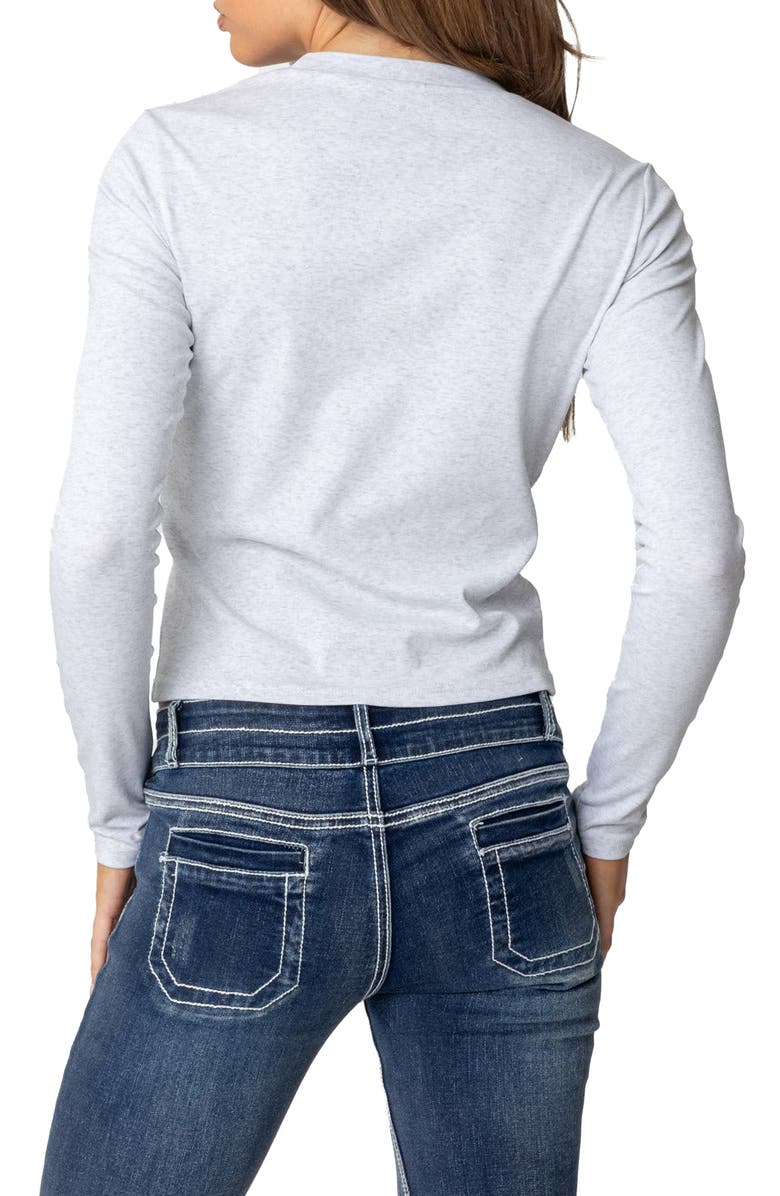 EDIKTED Cherry Leopard Star Long Sleeve Graphic T-Shirt, Alternate, color, Gray-Melange