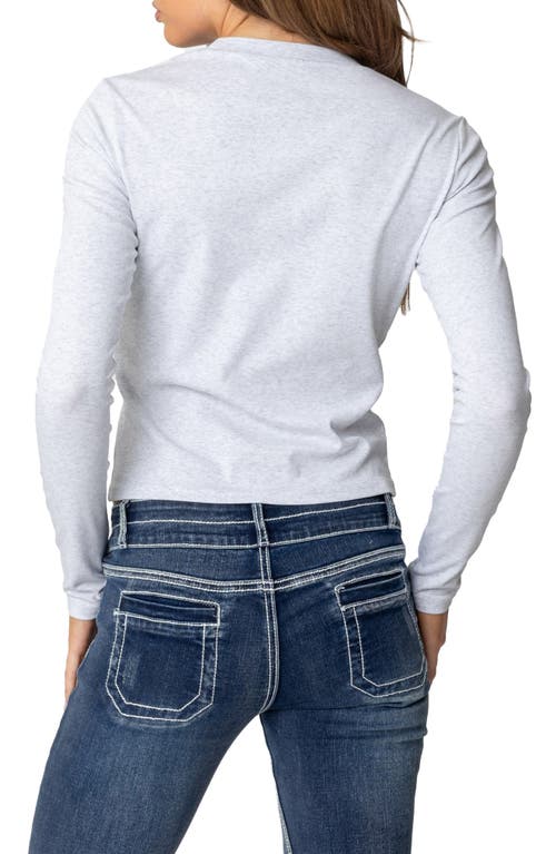 Edikted Cherry Leopard Star Long Sleeve Graphic T-shirt In Gray-melange