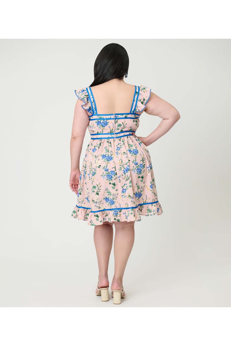 Plus Size Corset Lace Fit & Flare Dress, Alternate, color, Light Pink Floral