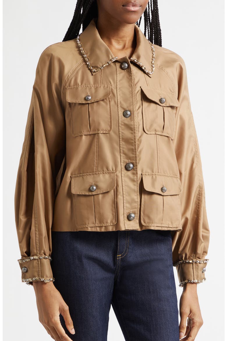 Adami Rhinestone Detail Jacket, Alternate, color, BROWN SANDSTONE