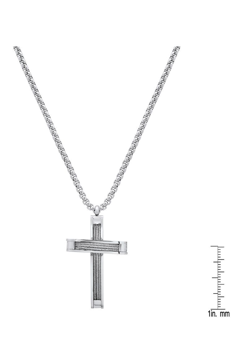 Rope Cross Pendant Necklace, Alternate, color, SILVER
