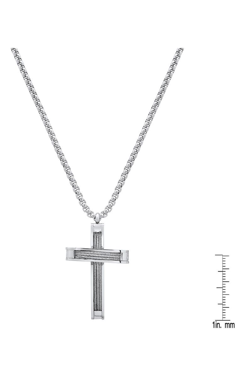 HMY JEWELRY Rope Cross Pendant Necklace, Alternate, color, Silver