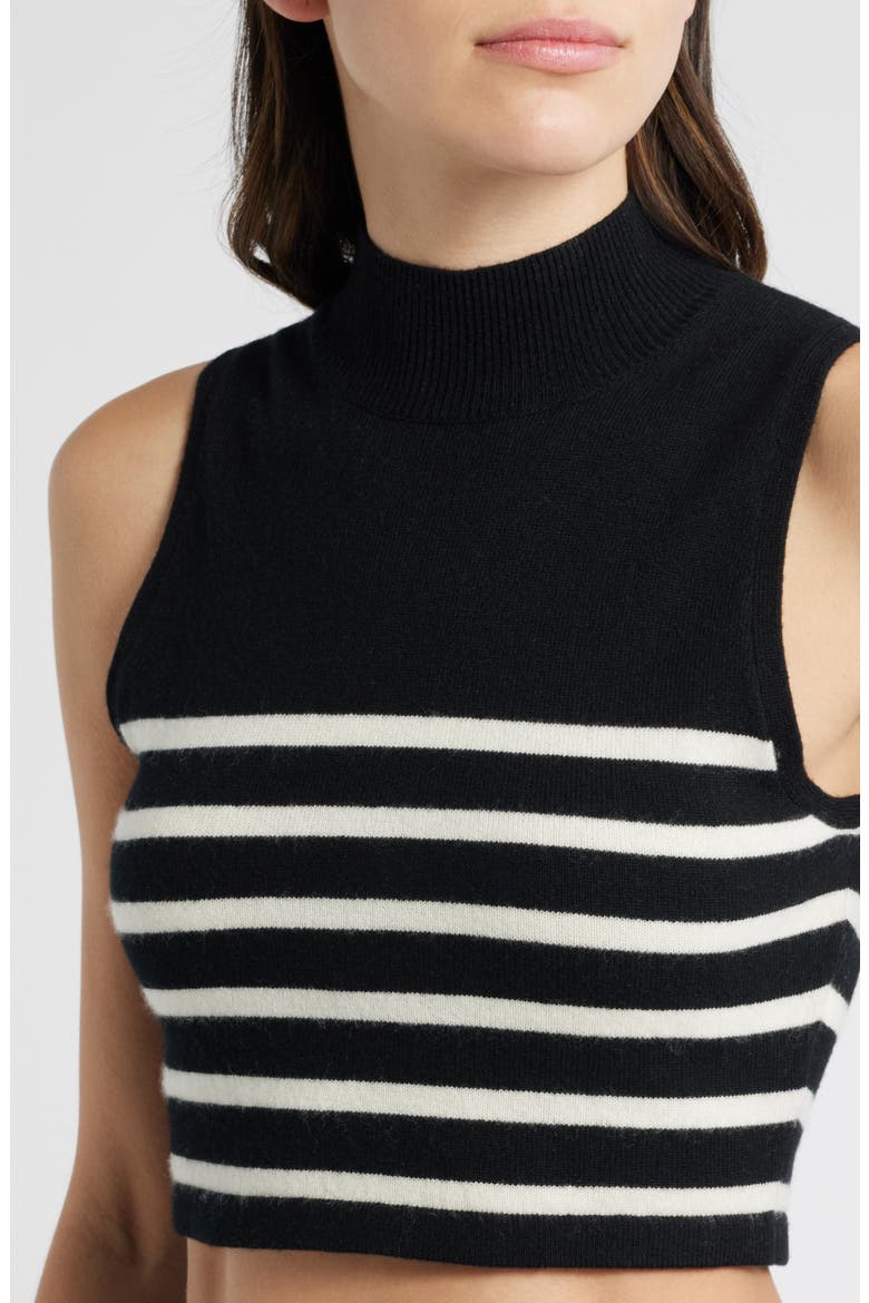 Cashmere Sleeveless Crop Sweater, Alternate, color, BLACK MULTI
