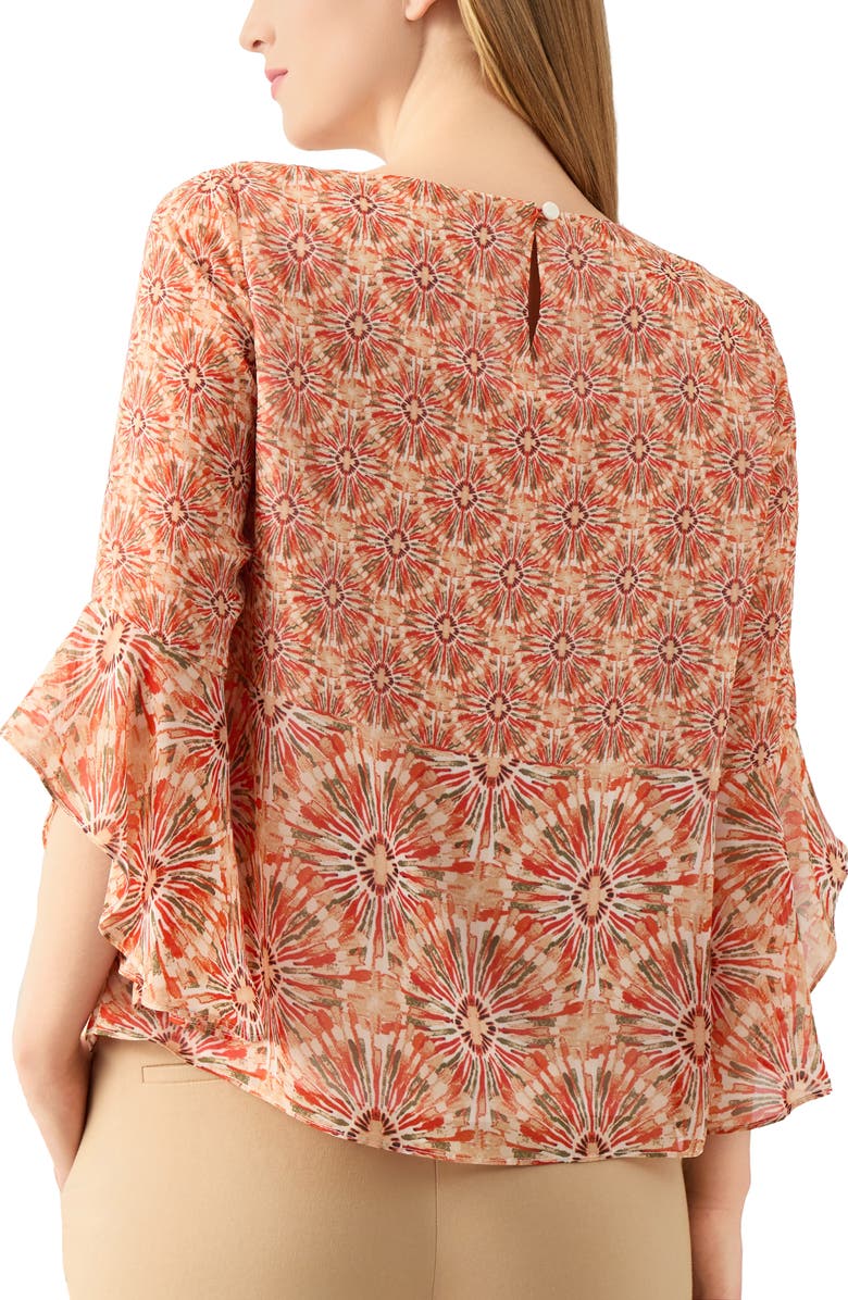 KASPER Ruffle Sleeve Chiffon Top, Alternate, color, Vanilla Ice Multi