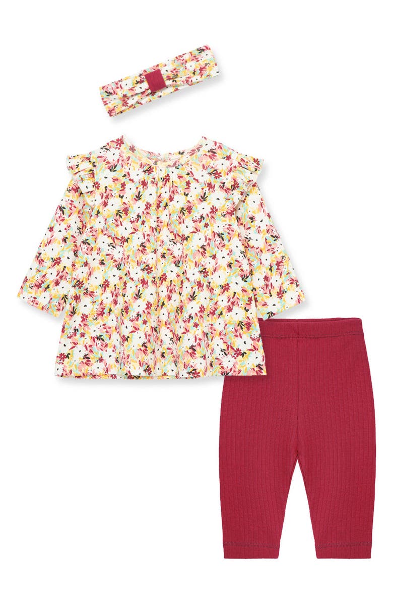 Little Me Floral Tunic, Headband & Leggings Set, Main, color,