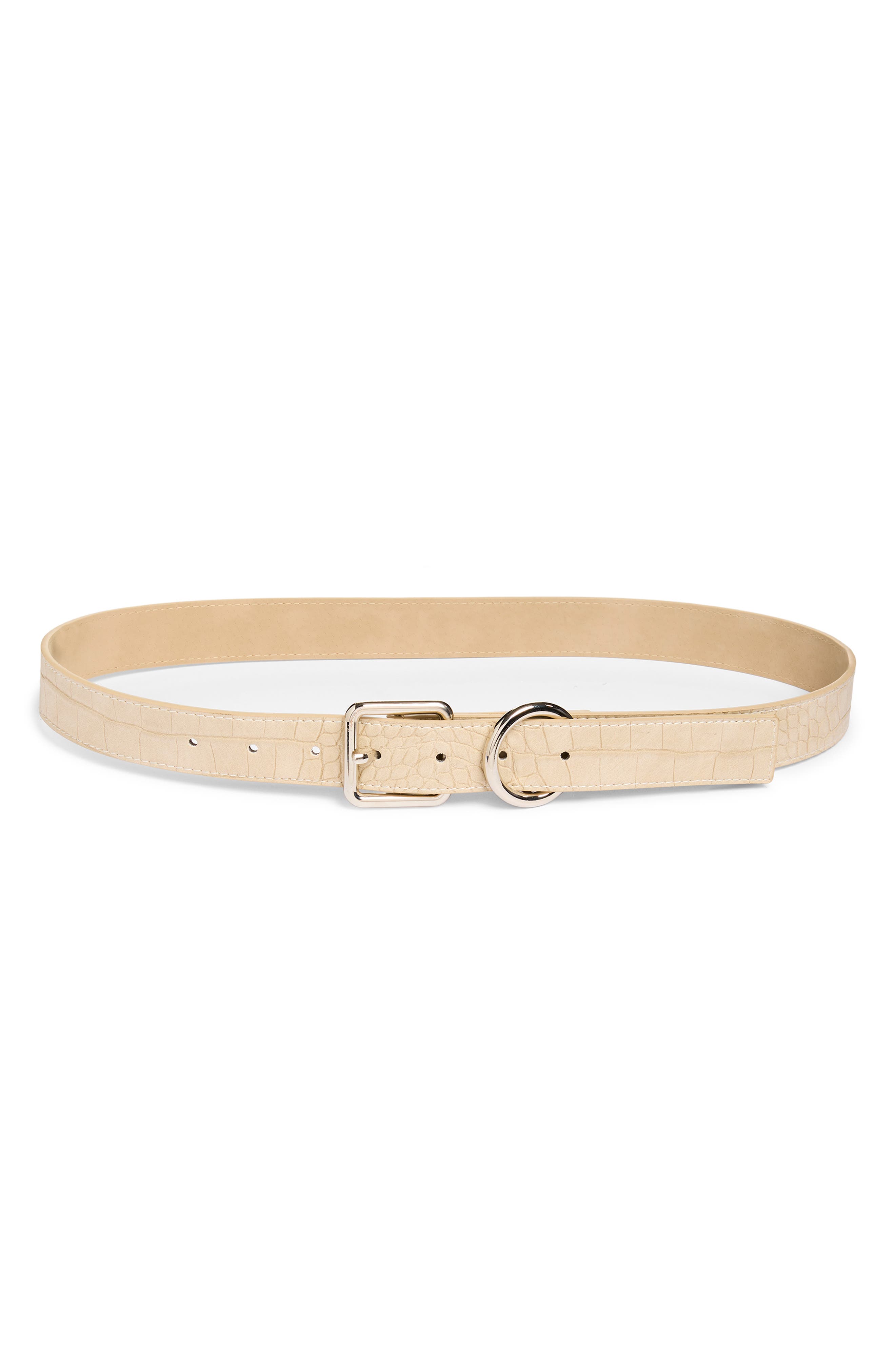 Steve Madden Buckle Croc Embossed Faux Leather Belt